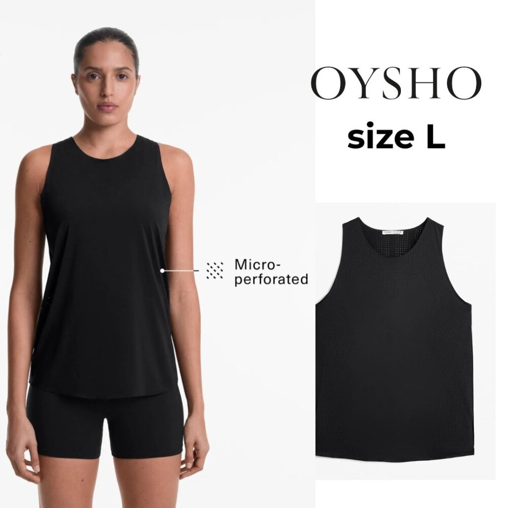Oysho Chic Black Sleeveless Tank Top